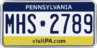 PA license plate MHS2789
