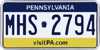 PA license plate MHS2794