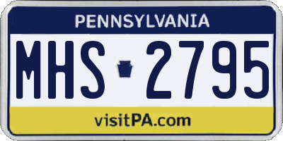 PA license plate MHS2795