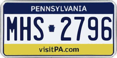 PA license plate MHS2796