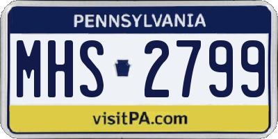 PA license plate MHS2799