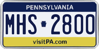 PA license plate MHS2800
