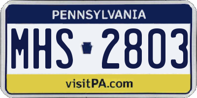 PA license plate MHS2803