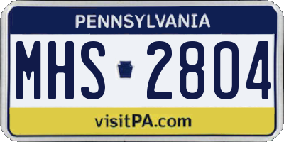 PA license plate MHS2804