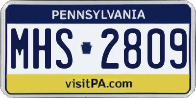 PA license plate MHS2809