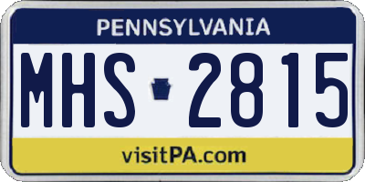 PA license plate MHS2815