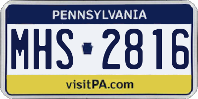 PA license plate MHS2816