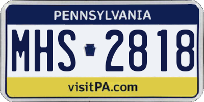 PA license plate MHS2818