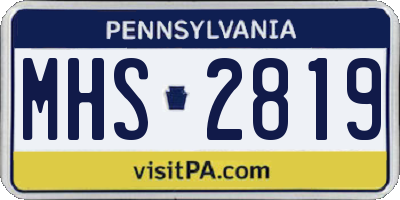 PA license plate MHS2819