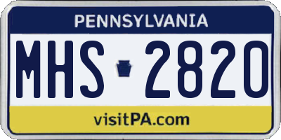 PA license plate MHS2820