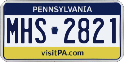 PA license plate MHS2821