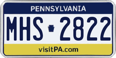 PA license plate MHS2822