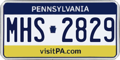 PA license plate MHS2829