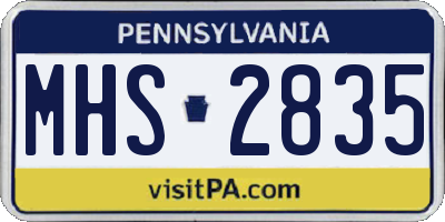 PA license plate MHS2835