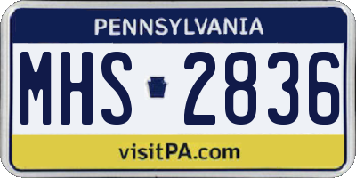 PA license plate MHS2836
