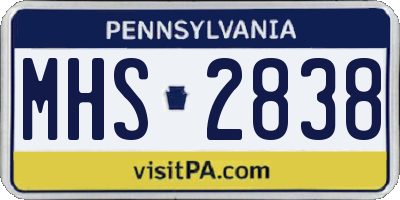 PA license plate MHS2838