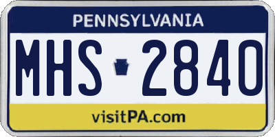 PA license plate MHS2840