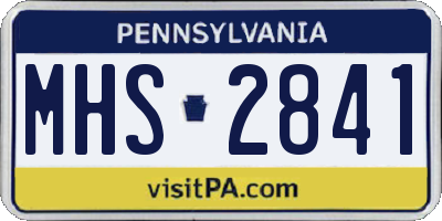PA license plate MHS2841
