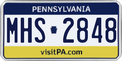 PA license plate MHS2848
