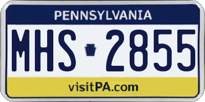 PA license plate MHS2855