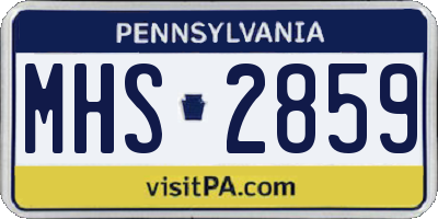 PA license plate MHS2859
