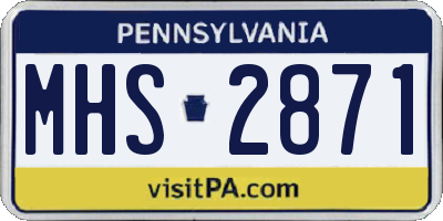 PA license plate MHS2871
