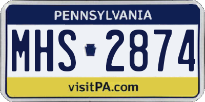 PA license plate MHS2874