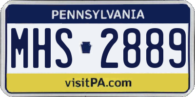 PA license plate MHS2889