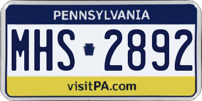 PA license plate MHS2892