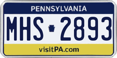 PA license plate MHS2893