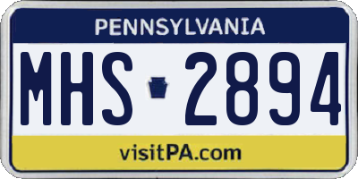 PA license plate MHS2894