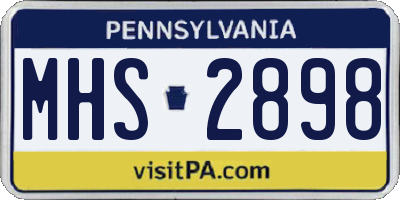PA license plate MHS2898