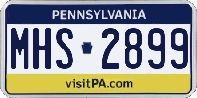 PA license plate MHS2899