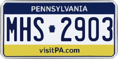 PA license plate MHS2903