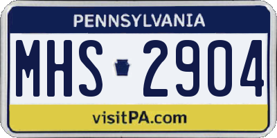PA license plate MHS2904