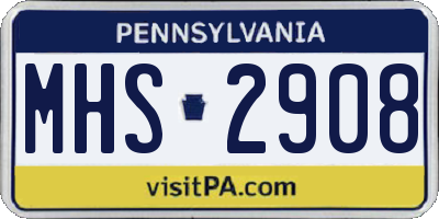 PA license plate MHS2908