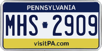 PA license plate MHS2909