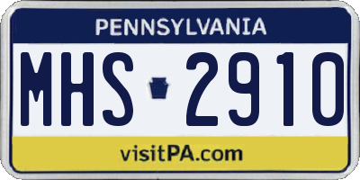 PA license plate MHS2910