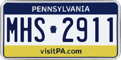 PA license plate MHS2911