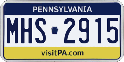 PA license plate MHS2915