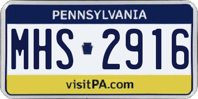 PA license plate MHS2916