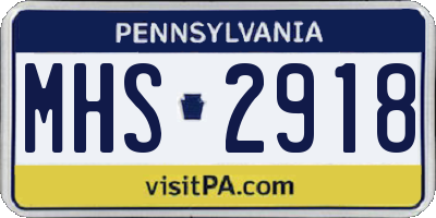 PA license plate MHS2918