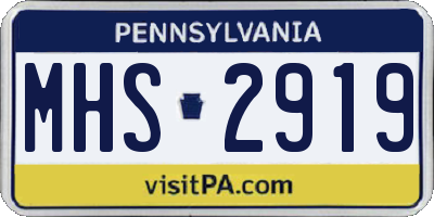 PA license plate MHS2919