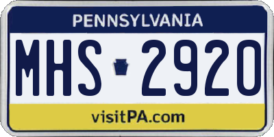 PA license plate MHS2920