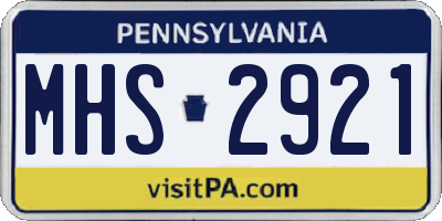 PA license plate MHS2921
