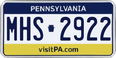 PA license plate MHS2922