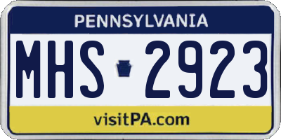 PA license plate MHS2923