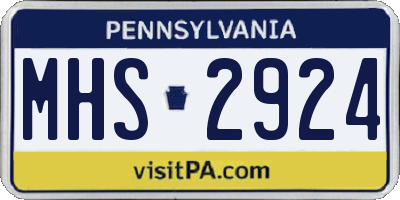 PA license plate MHS2924