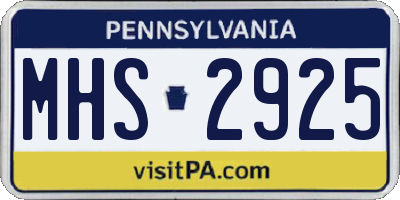 PA license plate MHS2925