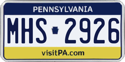 PA license plate MHS2926